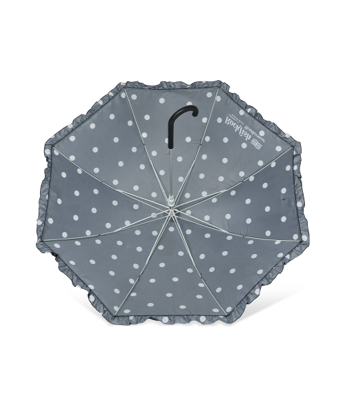 FRILLED DOT UMBRELLA LONG - BLACK DOTS