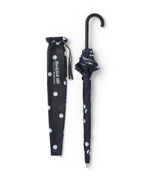 FRILLED DOT UMBRELLA LONG - BLACK DOTS