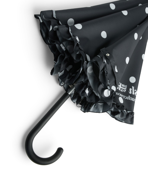 FRILLED DOT UMBRELLA LONG - BLACK DOTS
