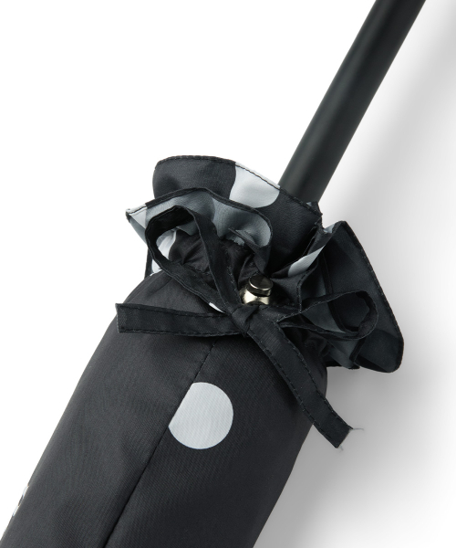 FRILLED DOT UMBRELLA LONG - BLACK DOTS