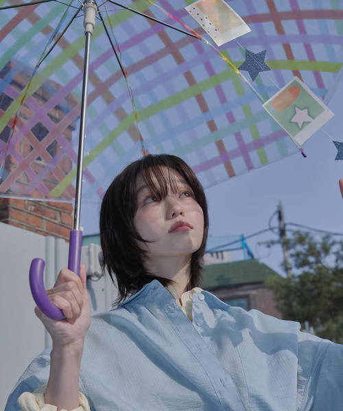 CLEAR CHECK UMBRELLA LONG - COLOR CHECK
