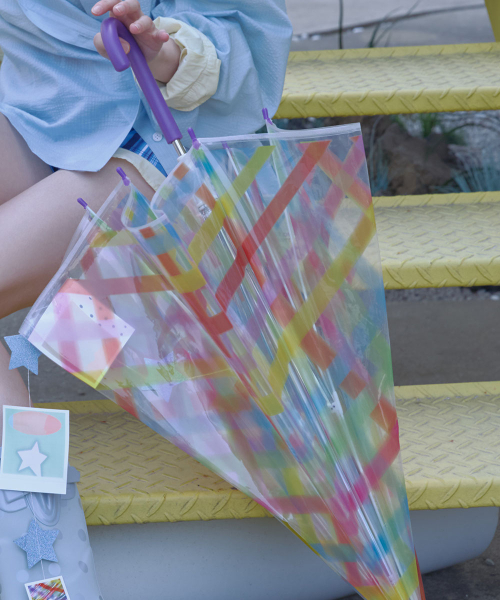 CLEAR CHECK UMBRELLA LONG - COLOR CHECK