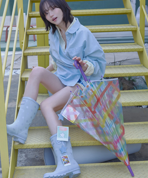 CLEAR CHECK UMBRELLA LONG - COLOR CHECK