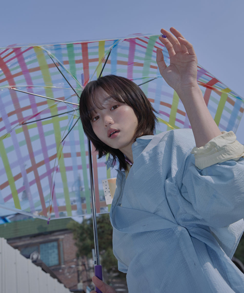 CLEAR CHECK UMBRELLA LONG - COLOR CHECK