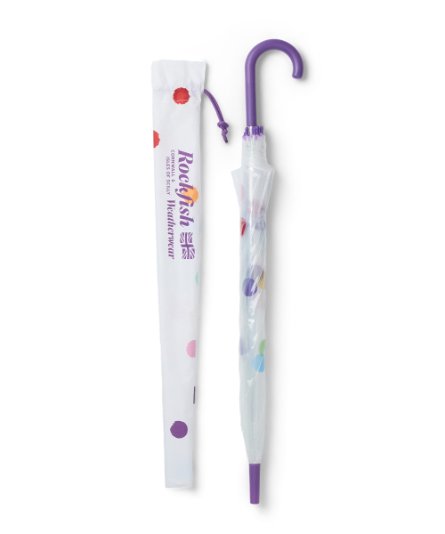 CLEAR DOT UMBRELLA LONG - COLOR DOTS