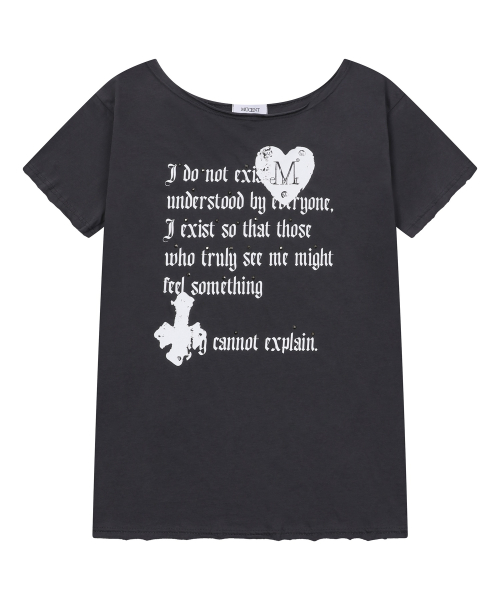 ROZIT HEART CROSS HOTFIX ONE SHOULDER HALF T (2COLOR)