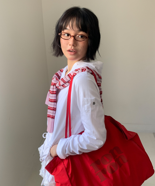 FRILL RIBBON HOODIE WHITE