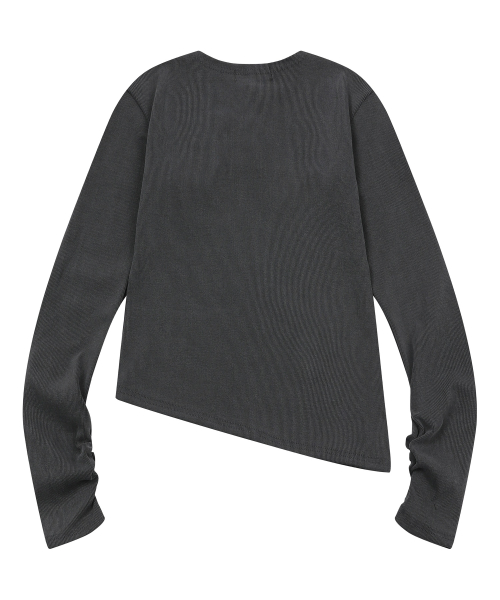 ZEND HEART PATCH HENRY NECK UNBALANCE LONG SLEEVE T