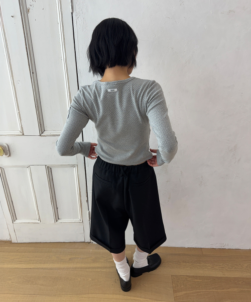 RUCHED SLIM FIT T SHIRT GREY DOT
