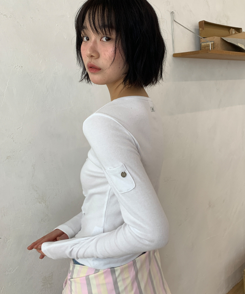 RUCHED SLIM FIT T SHIRT WHITE