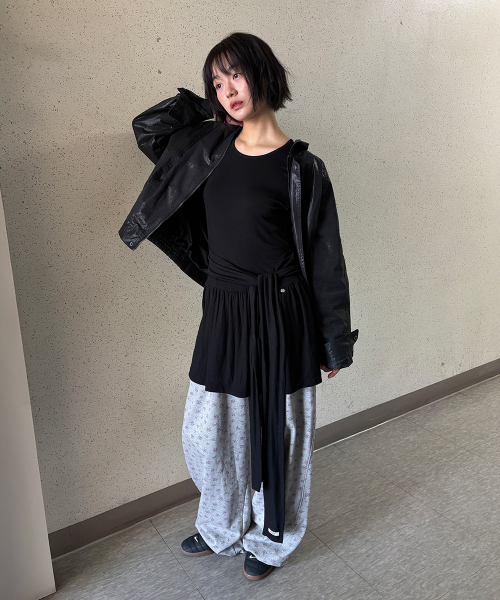 DROP WAIST FRILL LONG SLEEVE BLACK