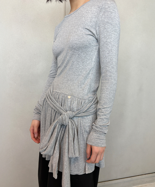 DROP WAIST FRILL LONG SLEEVE GREY