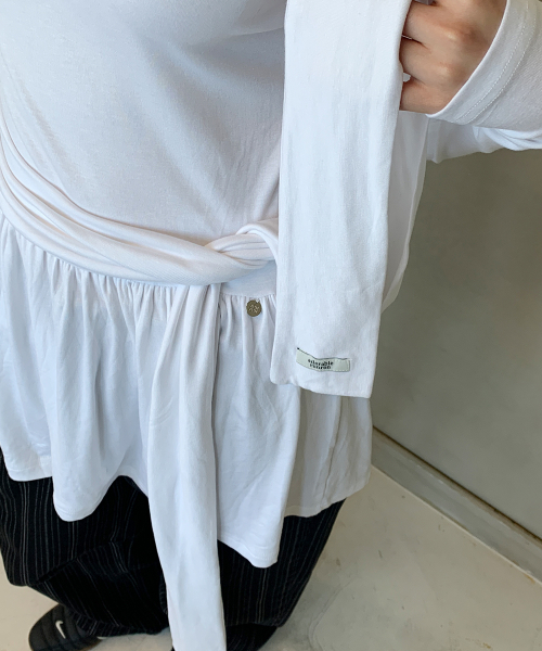DROP WAIST FRILL LONG SLEEVE WHITE