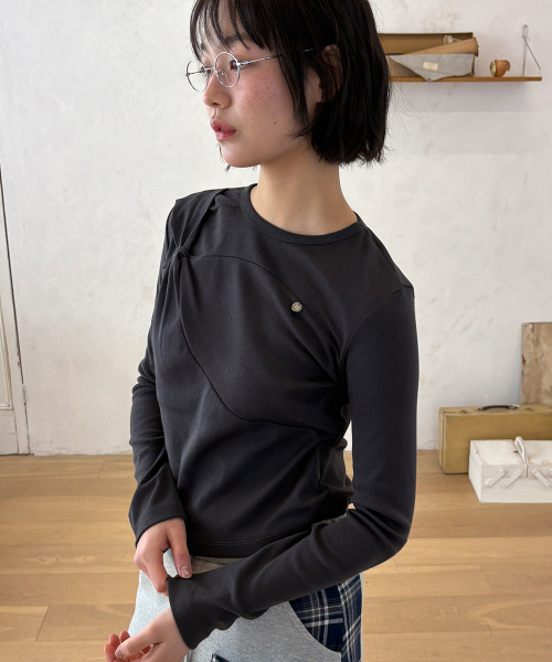KNOT SEAM LONG SLEEVE CHARCOAL