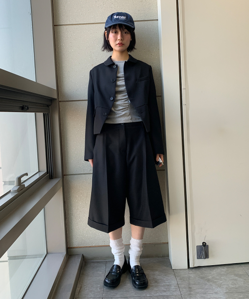 ROUND COLLAR BLAZER JACKET BLACK