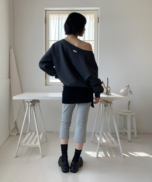 DOT WRAP CAPRI PANTS GREY