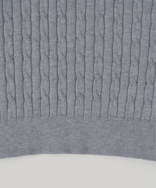 W. Henley Neck Cable Knit (Blue Gray)