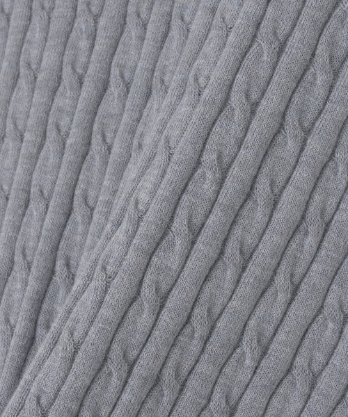 W. Henley Neck Cable Knit (Blue Gray)