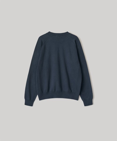 W. Whole Garment Crew-Neck Knit (Indigo Blue)