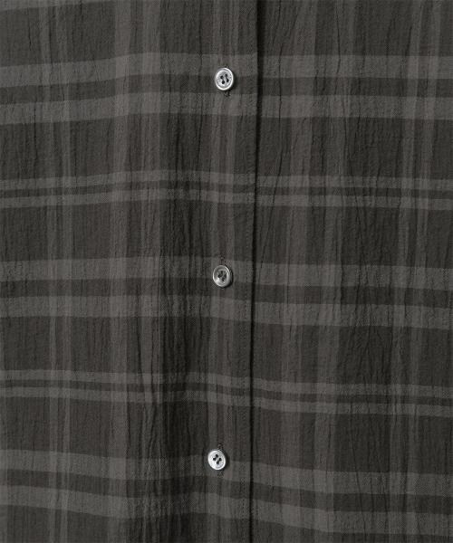 W. Voile Oversized Shirt (Charcoal Brown-Check)