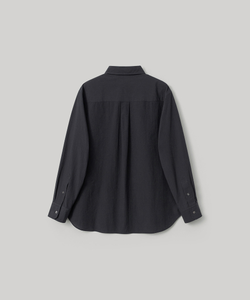 W. Voile Oversized Shirt (Black-Stripe)