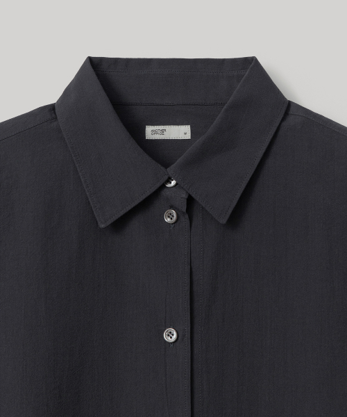 W. Voile Oversized Shirt (Black-Stripe)