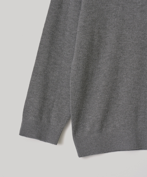 W. V-Neck Solid Knit (Heather Charcoal)