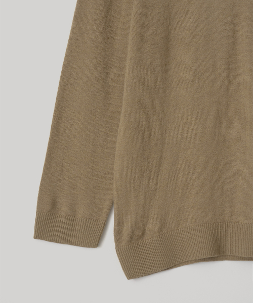 W. V-Neck Solid Knit (Light Brown)