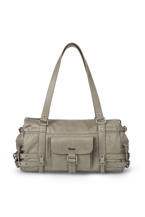 BELTED POCKET SHOULDER BAG IN GREY