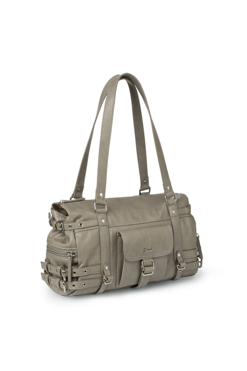 BELTED POCKET SHOULDER BAG IN GREY