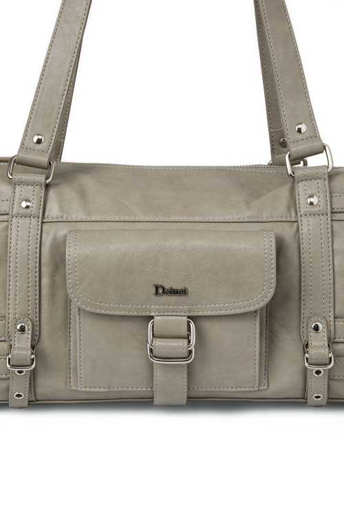 BELTED POCKET SHOULDER BAG IN GREY