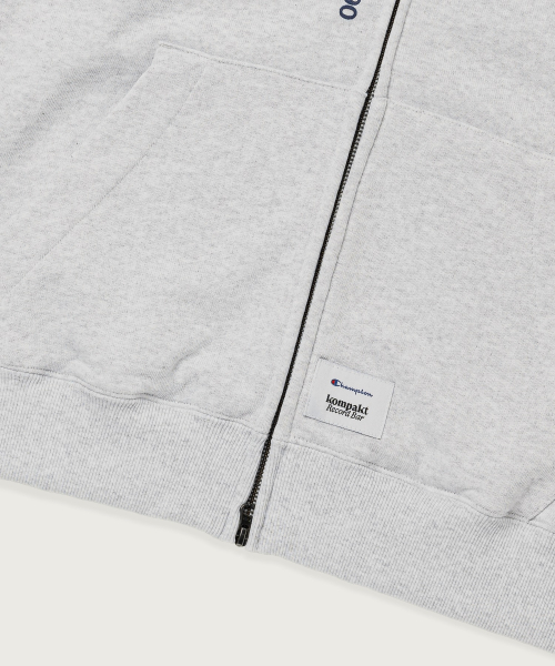 챔피온 X 콤팩트레코드바 스피커 로고 후드 집업 Light Grey