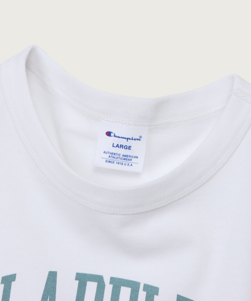베이직 가먼트워싱 아치 그래픽 티셔츠 White