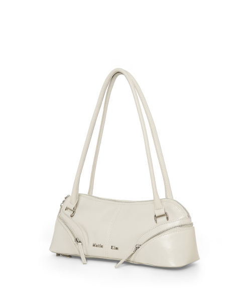 CURVE ZIP BAGUETTE BAG IN LIGHT GREY