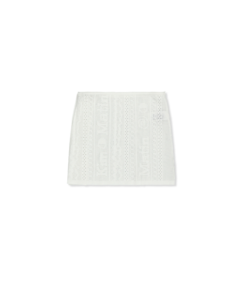 MESH LOGO WRAP MINI SKIRT IN WHITE