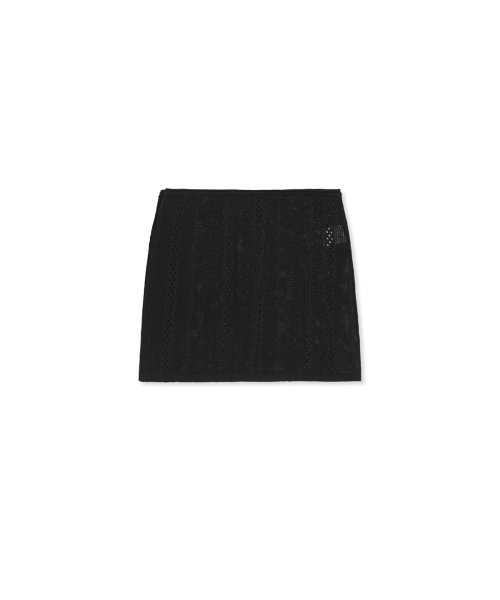 MESH LOGO WRAP MINI SKIRT IN BLACK
