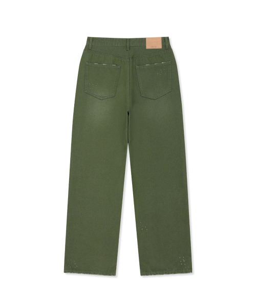 DISTRESSED DENIM PANTS FOR MEN IN KHAKI
