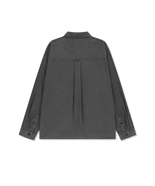 WASHED COTTON DRAWSTRING SHIRT IN CHARCOAL