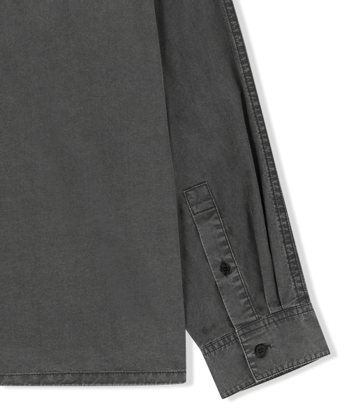 WASHED COTTON DRAWSTRING SHIRT IN CHARCOAL