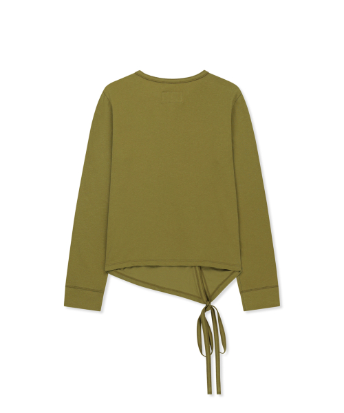 ASYMMETRIC BUTTON CLOSURE TOP IN OLIVE