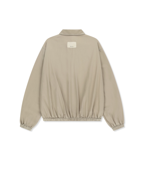 SMALL LOGO COTTON ZIP UP JUMPER IN LIGHT BEIGE