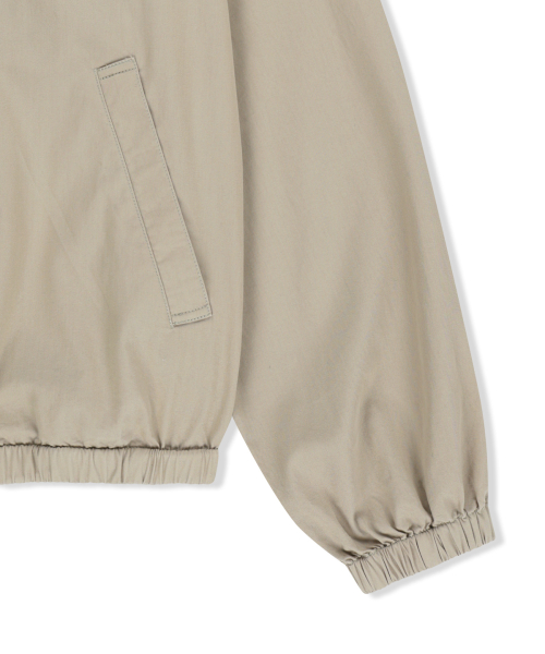 SMALL LOGO COTTON ZIP UP JUMPER IN LIGHT BEIGE