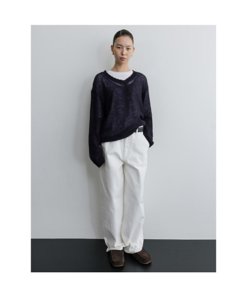 Loosely V Neck Knit Navy (TA5751A08R)
