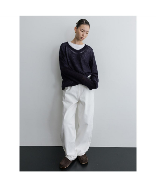 Loosely V Neck Knit Navy (TA5751A08R)