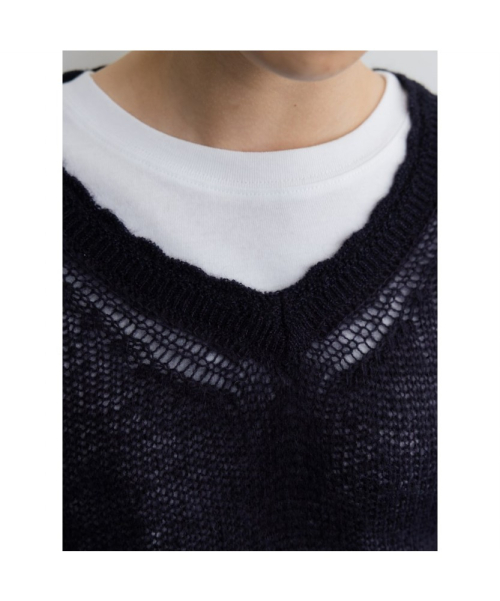 Loosely V Neck Knit Navy (TA5751A08R)