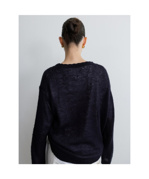 Loosely V Neck Knit Navy (TA5751A08R)