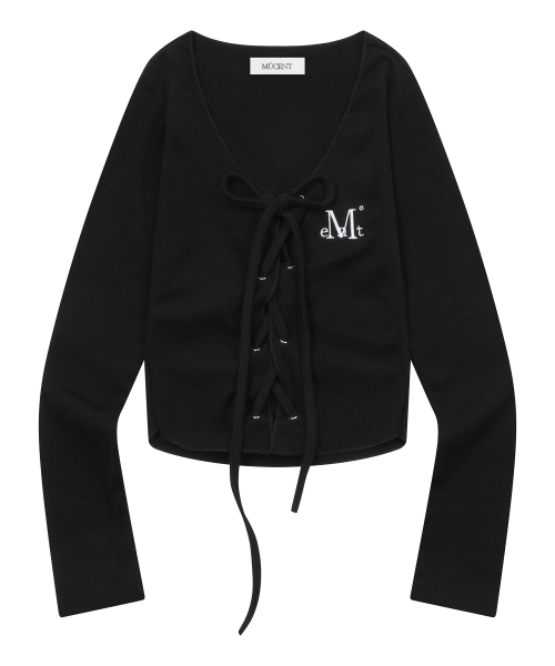 MARING EYELET LACE-UP CORSET LONG SLEEVE T (3COLOR)