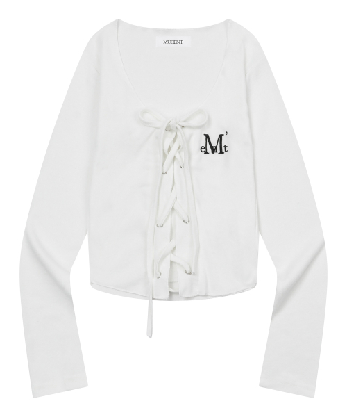 MARING EYELET LACE-UP CORSET LONG SLEEVE T (3COLOR)