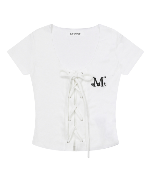 LUKE EYELET LACE-UP CORSET HALF T (2COLOR)