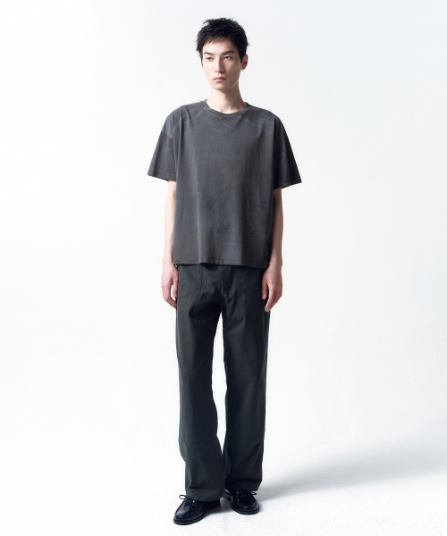 Distressed Cropped Box Fit T-Shirt CHARCOAL
